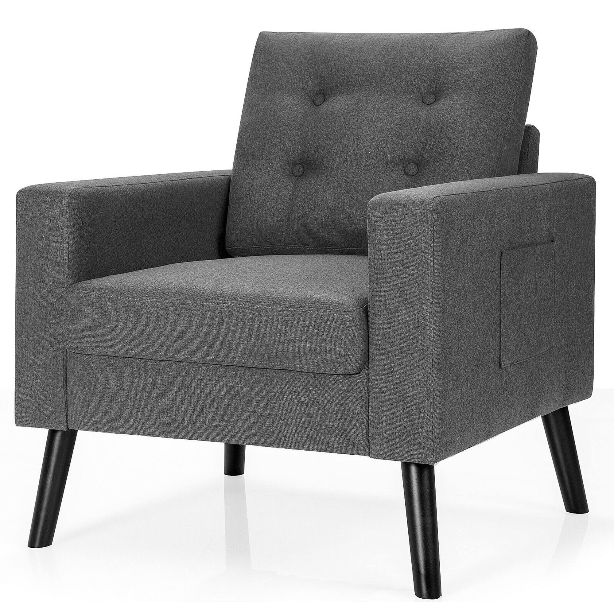 Alt View 5. Gymax - Gymax Set of 2 Upholstered Accent Chair Single Sofa Armchair w/ Wooden Legs Grey - Grey.