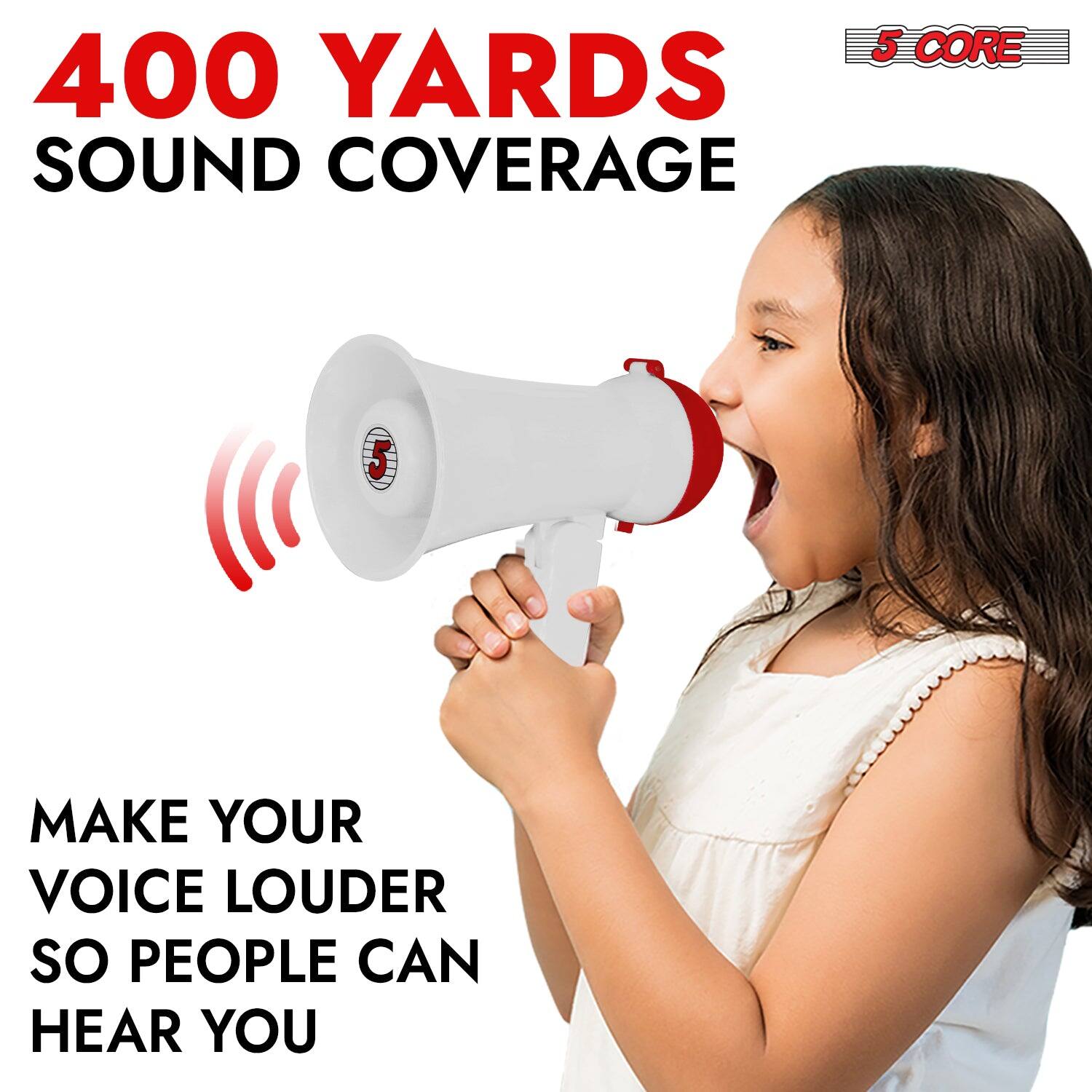 400 YARDS SOUND COVERAGE

5 CORE

MAKE YOUR VOICE LOUDER SO PEOPLE CAN HEAR YOU