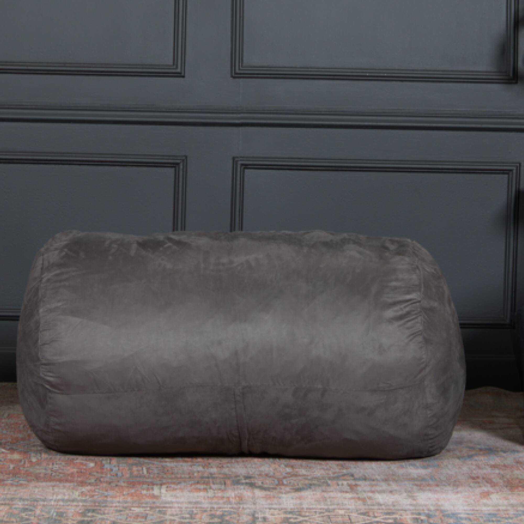 GOODSILO - Premium Cylindrical Suede Bean Bag in Neutral Tone for Modern Living Spaces - Charcoal