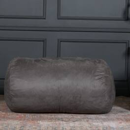 GOODSILO - Premium Cylindrical Suede Bean Bag in Neutral Tone for Modern Living Spaces - Charcoal