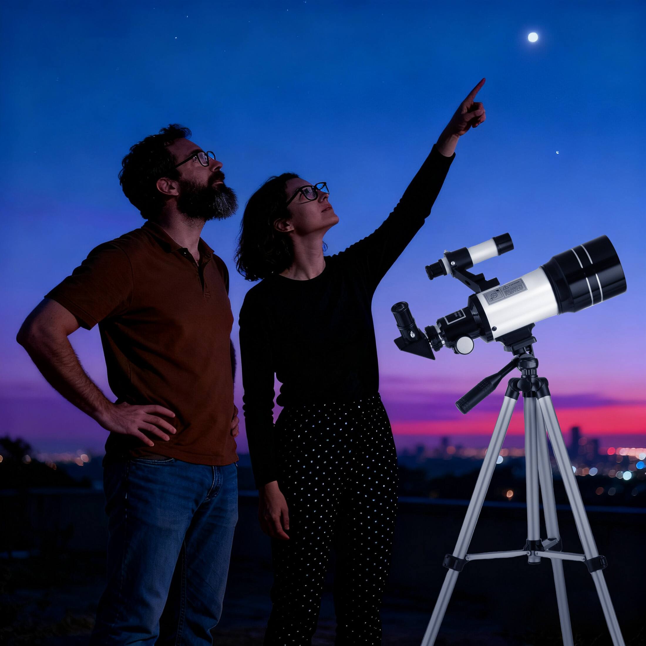 Alt View 4. Sugift - Telescope 70mm Aperture 300mm AZ Mount Telescope with Stand and Phone Adapter for Kids, Adults and Beginners - White.