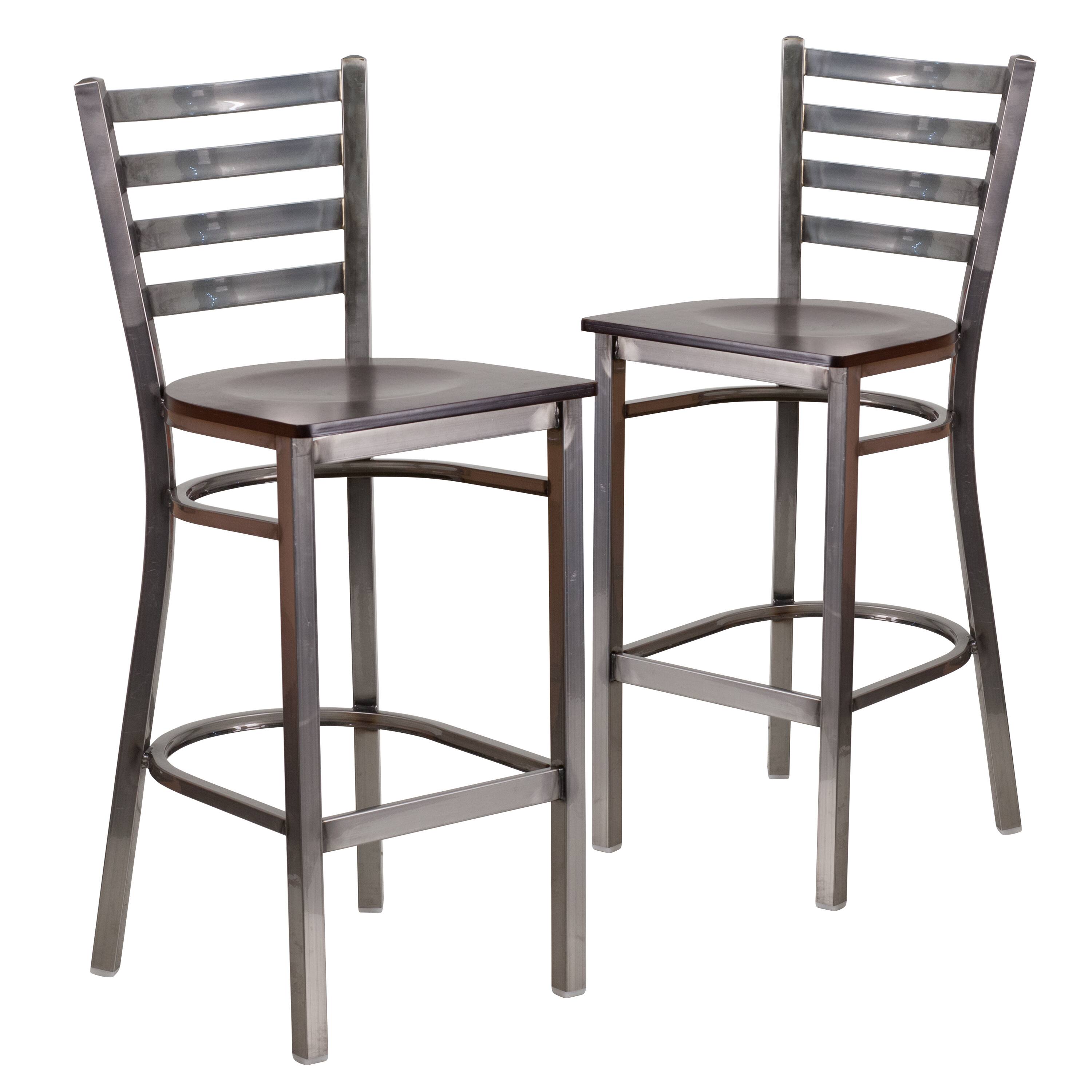 Walnut Wood Seat/Clear Coated Metal Frame