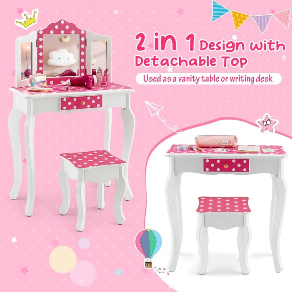 2 in 1 Design with Detachable Top  
Used as a vanity table or writing desk