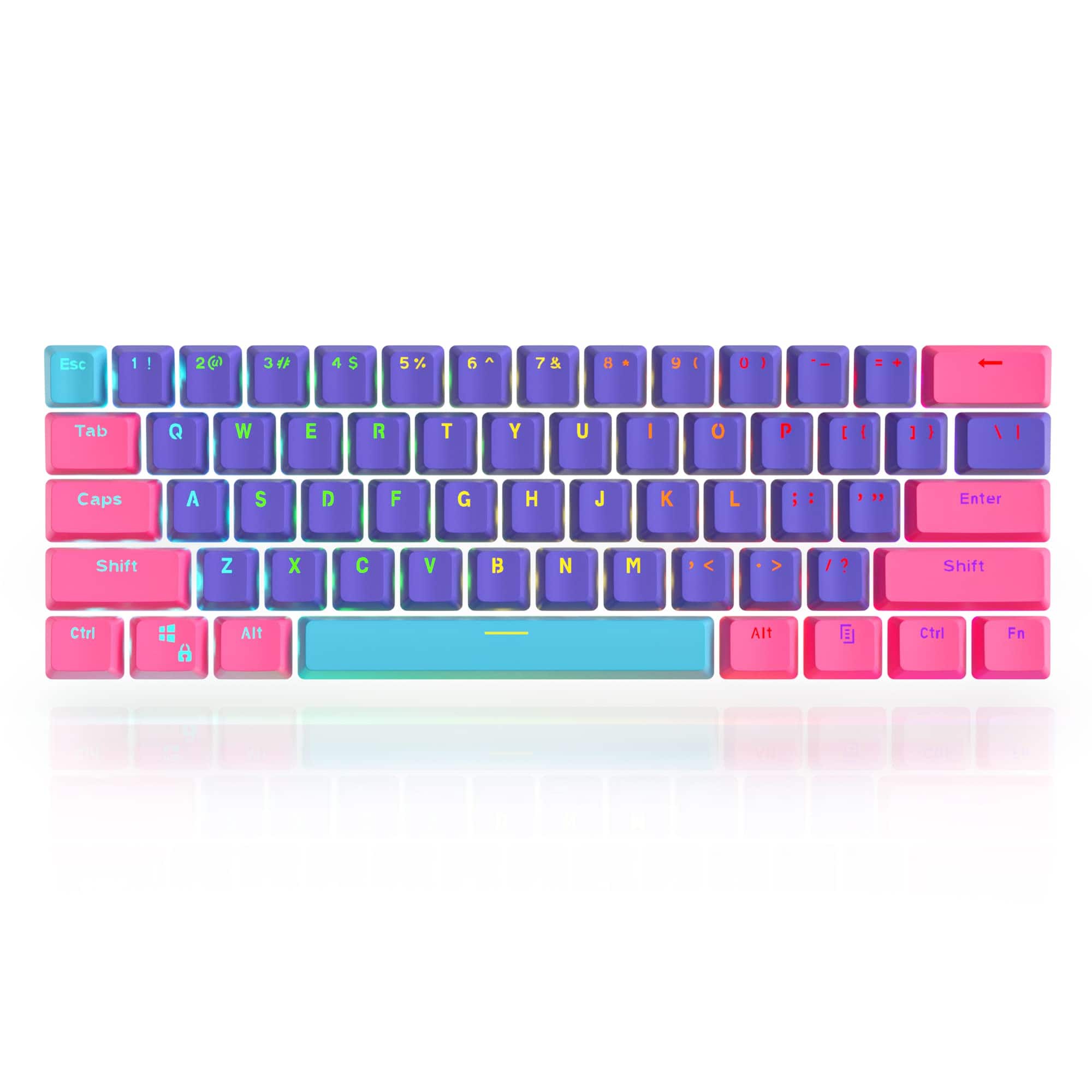 Reds Spade - Xda Profile Keycaps 125 Retro Pbt Key Cap Cover Set Dye Sublimation Ansi Layout For Cherry Mx Mechanical xda - Purple+Pink+Blue
