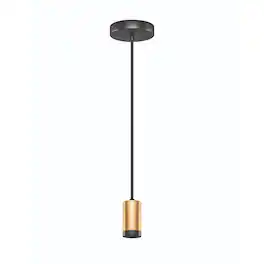 Next Glow - Vintage Brass Pendant Light Cord w/ Dimmable Switch Bulb not Included - Brass, Black