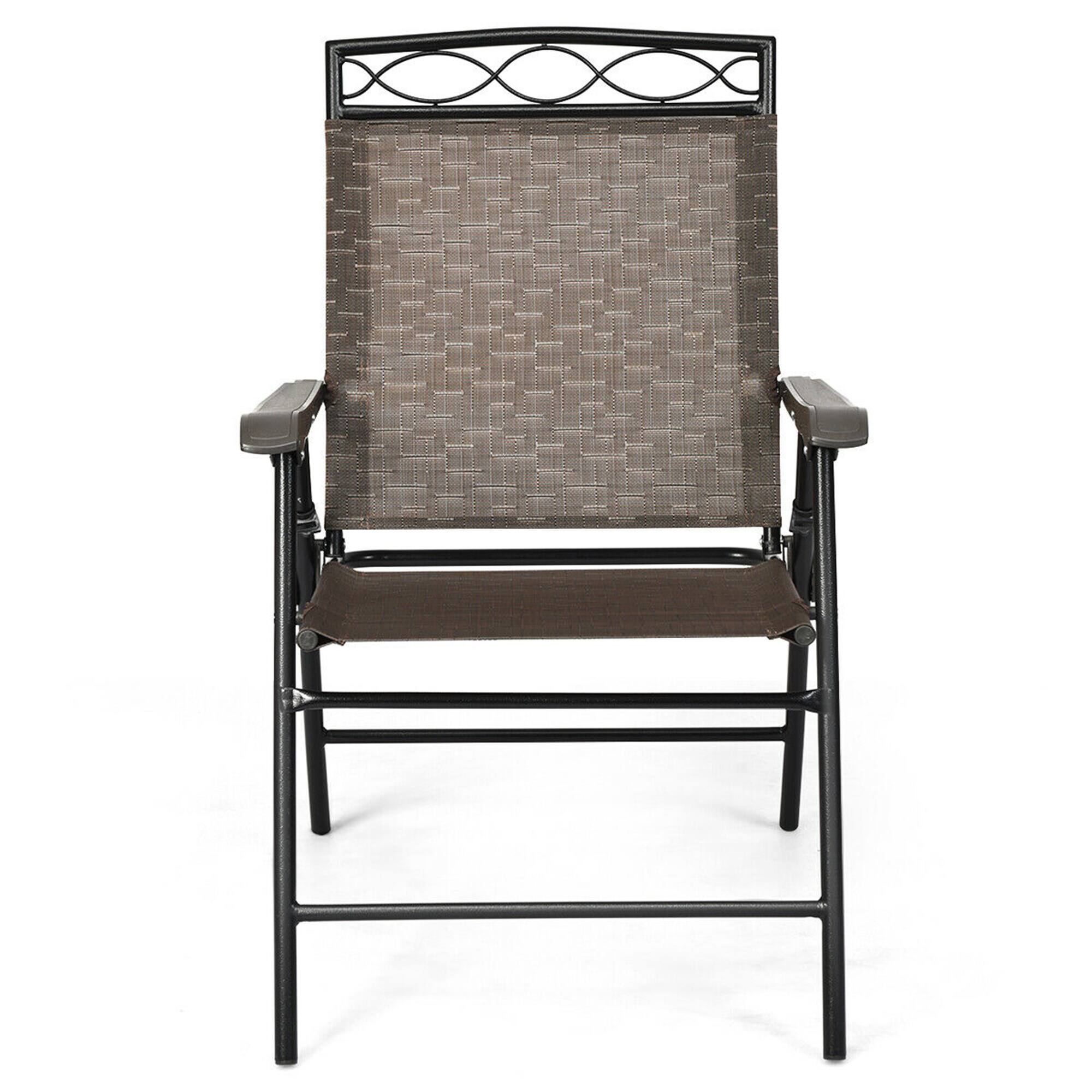 Alt View 5. Gymax - Gymax 2PCS Folding Chairs Patio Garden Outdoor w/ Steel Frame Armrest Footrest - as pic.