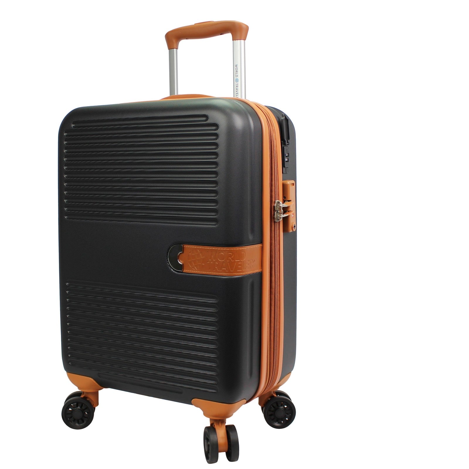 World Traveler - Smart Lightweight Hardside 20-Inch Carry-On Expandable Spinner Luggage with TSA Lock & USB Port - Black