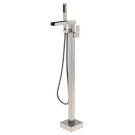 Boyel Living - 2.4 GPM Single-Handle Floor Mount Freestanding Tub Faucet with Hand Shower and Built-in Valve - Brushed Nickel
