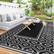 Front. Outsunny - Outdoor Rug for Patio, 9' x 18' Waterproof Large Mat, Reversible Plastic Straw Rug for Décor - Black and Gray Gourd Border.
