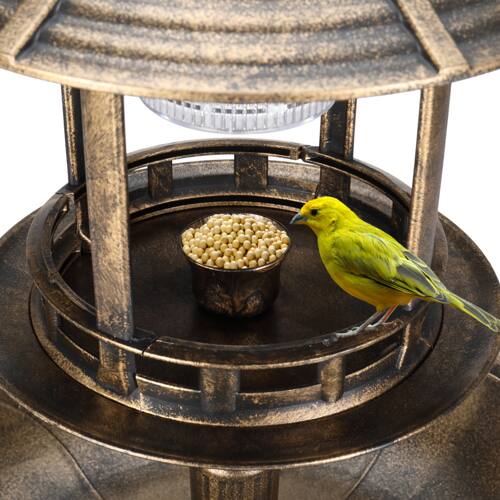 Alt View 7. Winado - 42in Resin Pedestal Bird Bath, Feeder Bowl Freestanding with Solar Lamp, Planter Base for Outdoor Garden Yard Decoration - Bronze.