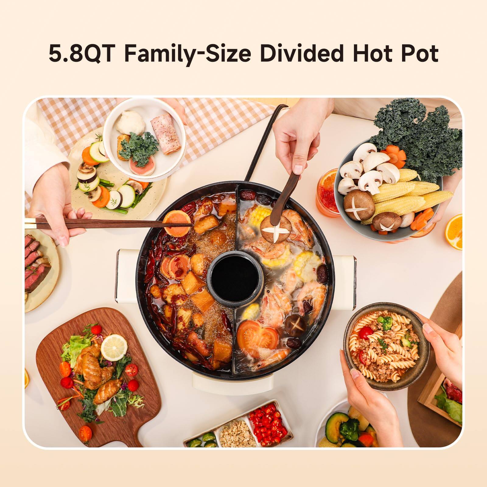 5.8QT Family-Size Divided Hot Pot