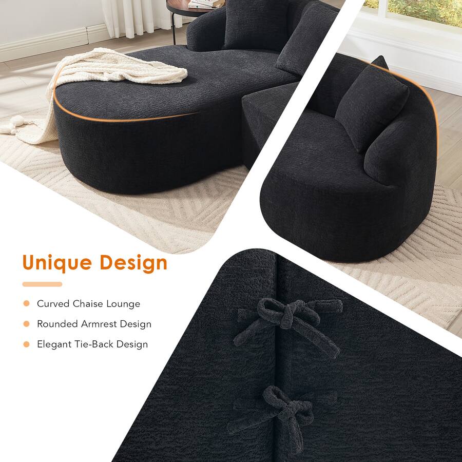 Anysun L Shape Chenille Sectional Sofa Curved Chaise, Modular Boneless ...