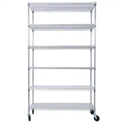 Front. COWLOWN - 6-Tier NSF Wire Shelving Unit 6000 lb Adjustable Metal Storage Rack with Wheels and Shelf Liners Chrome 84 x 48 x 20 in - Chrome.