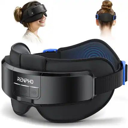 Front. Renpho - Heated Eye Massager, Headache Massager for Forehead, Occiput and Temple, Massager Scalp Stress Relax, Eyeris Masc - Black.