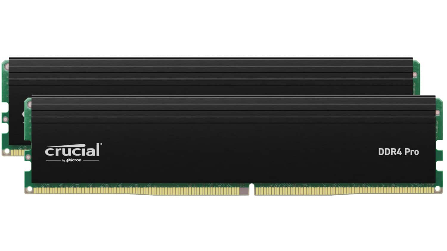 Front. Crucial - Pro 32GB Kit (2x16GB) DDR4 3200MHz C22 UDIMM Desktop Memory Kit - Black.