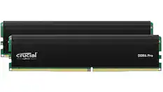Front. Crucial - Pro 64GB Kit (2x32GB) DDR4 3200MHz C22 UDIMM Desktop Memory Kit - Black.