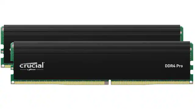 Front. Crucial - Pro 32GB Kit (2x16GB) DDR4 3200MHz C22 UDIMM Desktop Memory Kit - Black.
