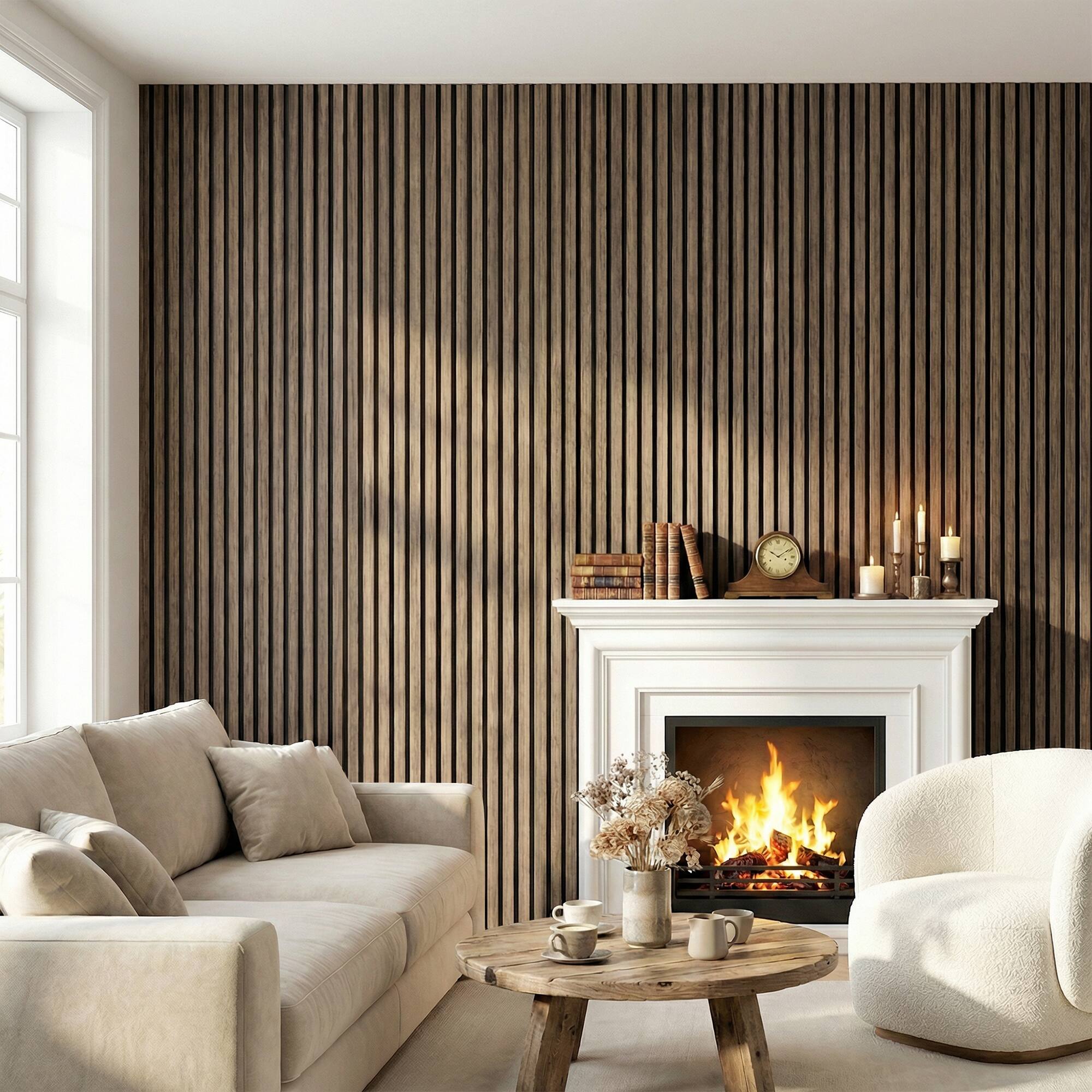 Alt View 1. Homcom - x 24" Wood Panels for Wall, 4 Pack Acoustic Panels, Sound Absorbing Slat Wall for Wall Decor - Walnut.