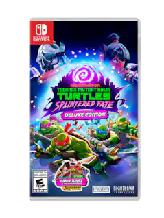 NINTENDO SWITCH, nickelodeon TEENAGE MUTANT NINJA TURTLES SPLINTERED FATE DELUXE EDITION, EVERYONE 10+ ENFANTS & ADULTES, E 10, ESRB, CARDS INCLUDES CASEY JONES & THE JUNKYARD JAM EXTENDED DIGITAL + ART BOOK, SUPER EVIL NIGHTHAWK MEGACORP Interactive