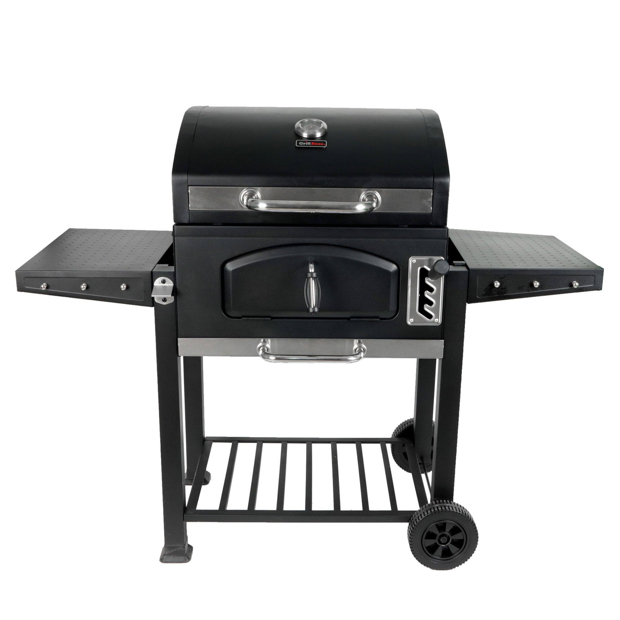 Alt View 3. Grill Boss - Grill Boss 24 Inch Charcoal BBQ Grill, Side Shelves, Built In Thermometer, Black - Black.