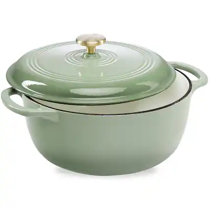 Front. Best Choice Products - Best Choice Products 7.5 Quart Enamel Cast-Iron Dutch Oven, Heavy-Duty Cookware w/ Dual Handles, Lid - Sage Green - Sage Green.