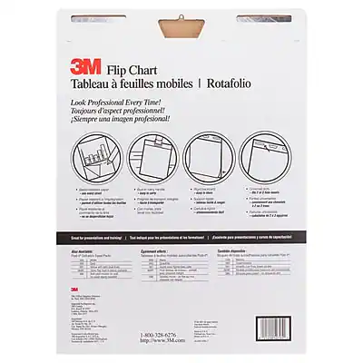 3M Flip Chart Plain Unruled Easel Pad, 25" x 30", 40 Sheets/Pad, 2 Pads