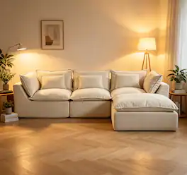 Whisen - 3-SeatOversized Modular Sectional Sofa with Ottoman for Living Room and Apartment - Antique White