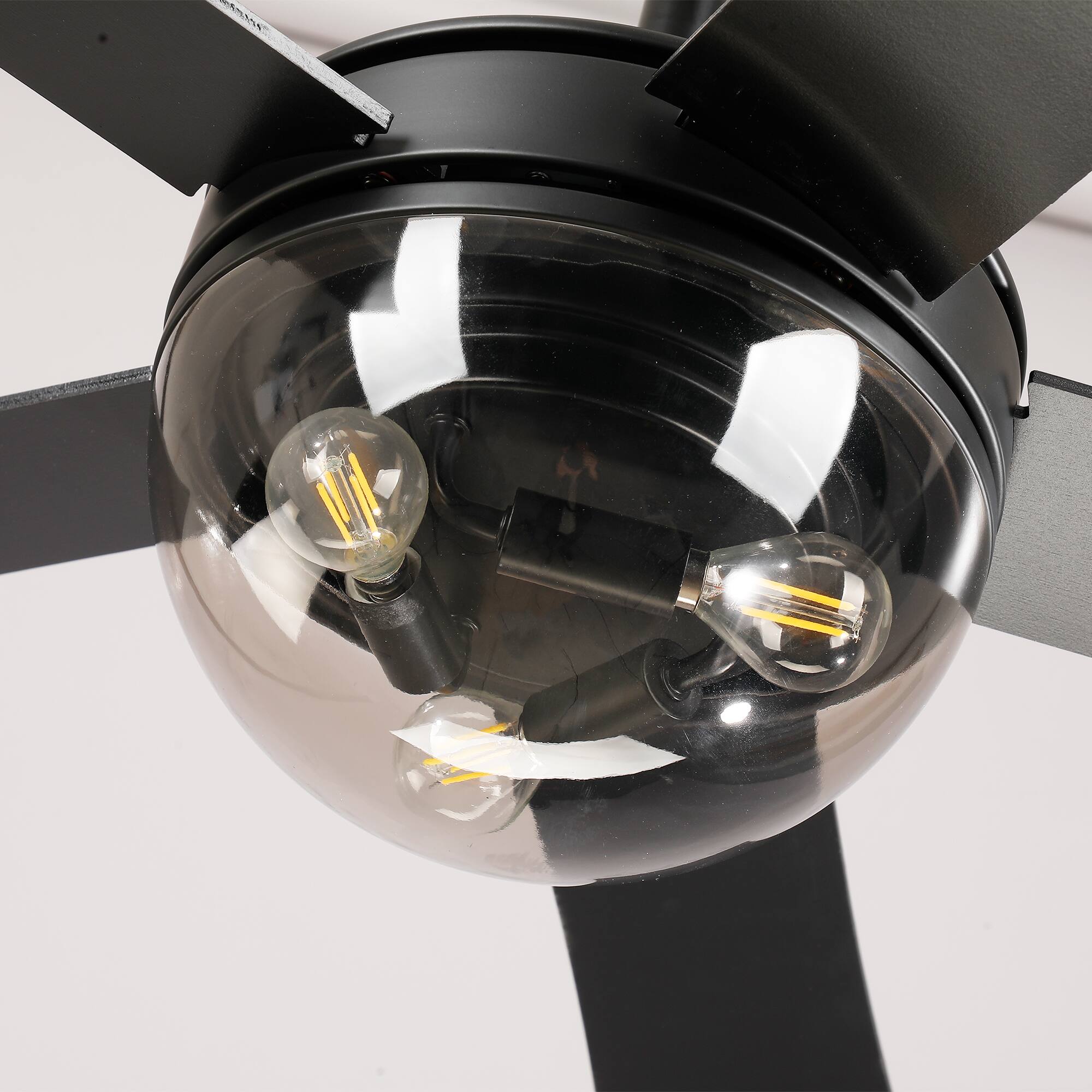 Alt View 8. Parrot Uncle - 52" Farmhouse Industrial Glass Lampshade Ceiling Fan with Remote - Black.