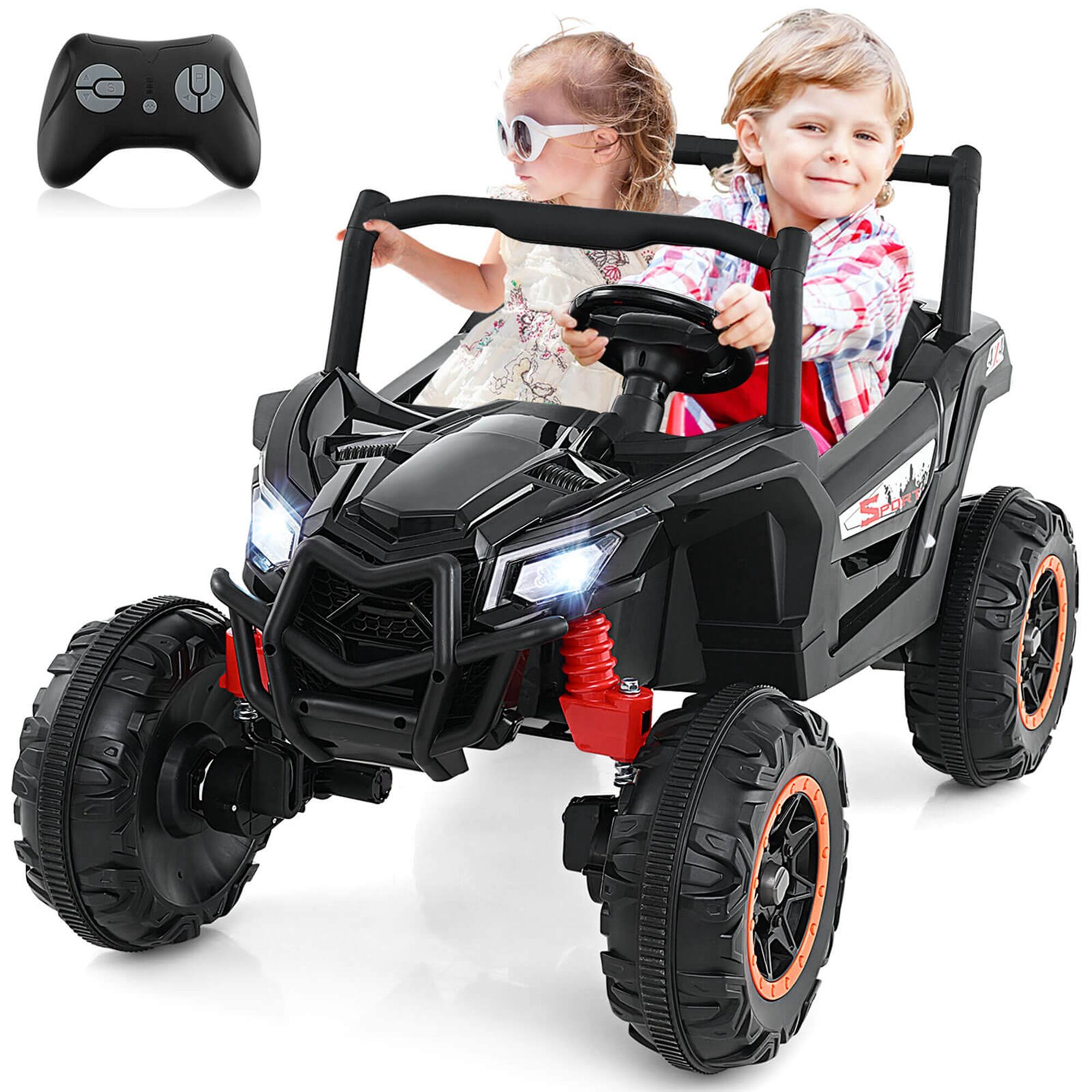 Costway - 24V Kids Ride on UTV with 4 x 100W Powerful Engine Remote Control High/Low Speed - Black