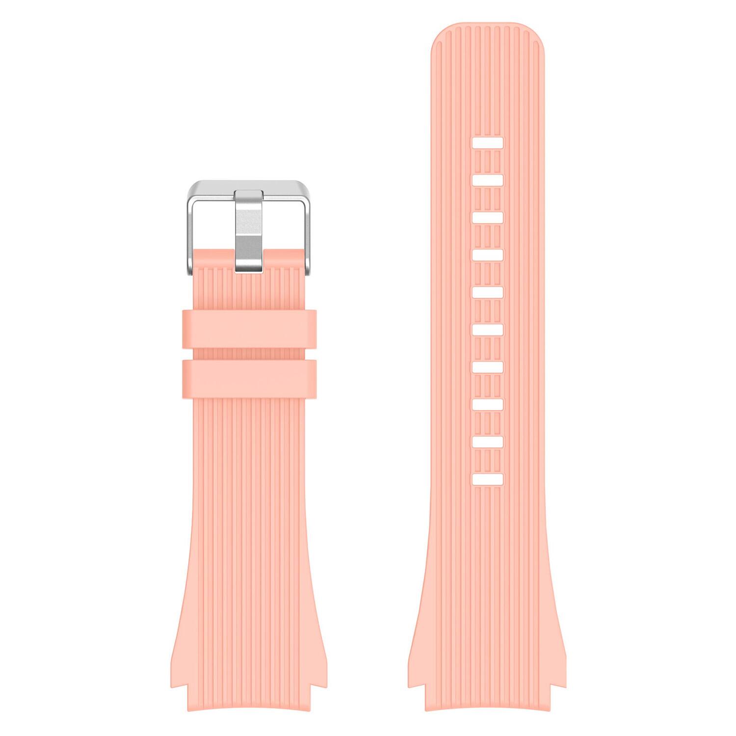 Left. StrapsCo - Active Band Silicone Rubber Watch Strap For Samsung Gear S3 - Pink.