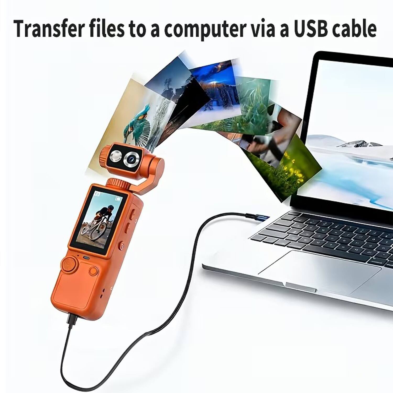 Transfer files to a computer via a USB cable