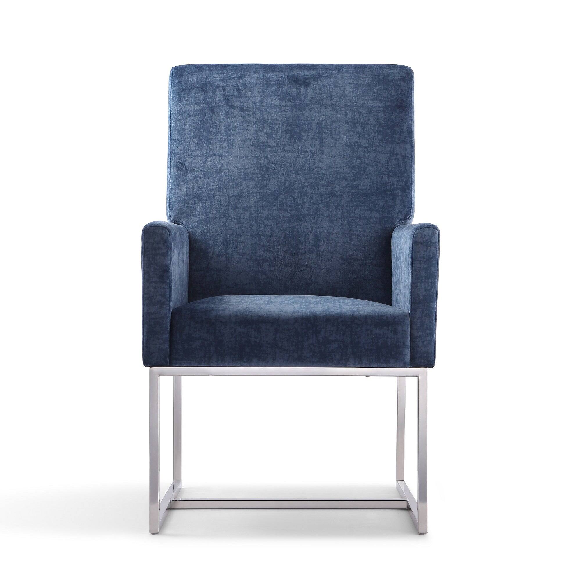Back. Manhattan Comfort - Element Modern Metal Velvet Dining Chair - Blue.
