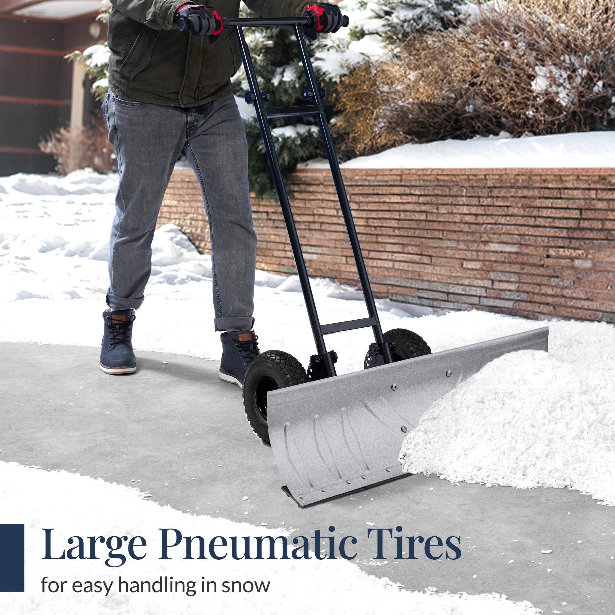 Large Pneumatic Tires for easy handling in snow
