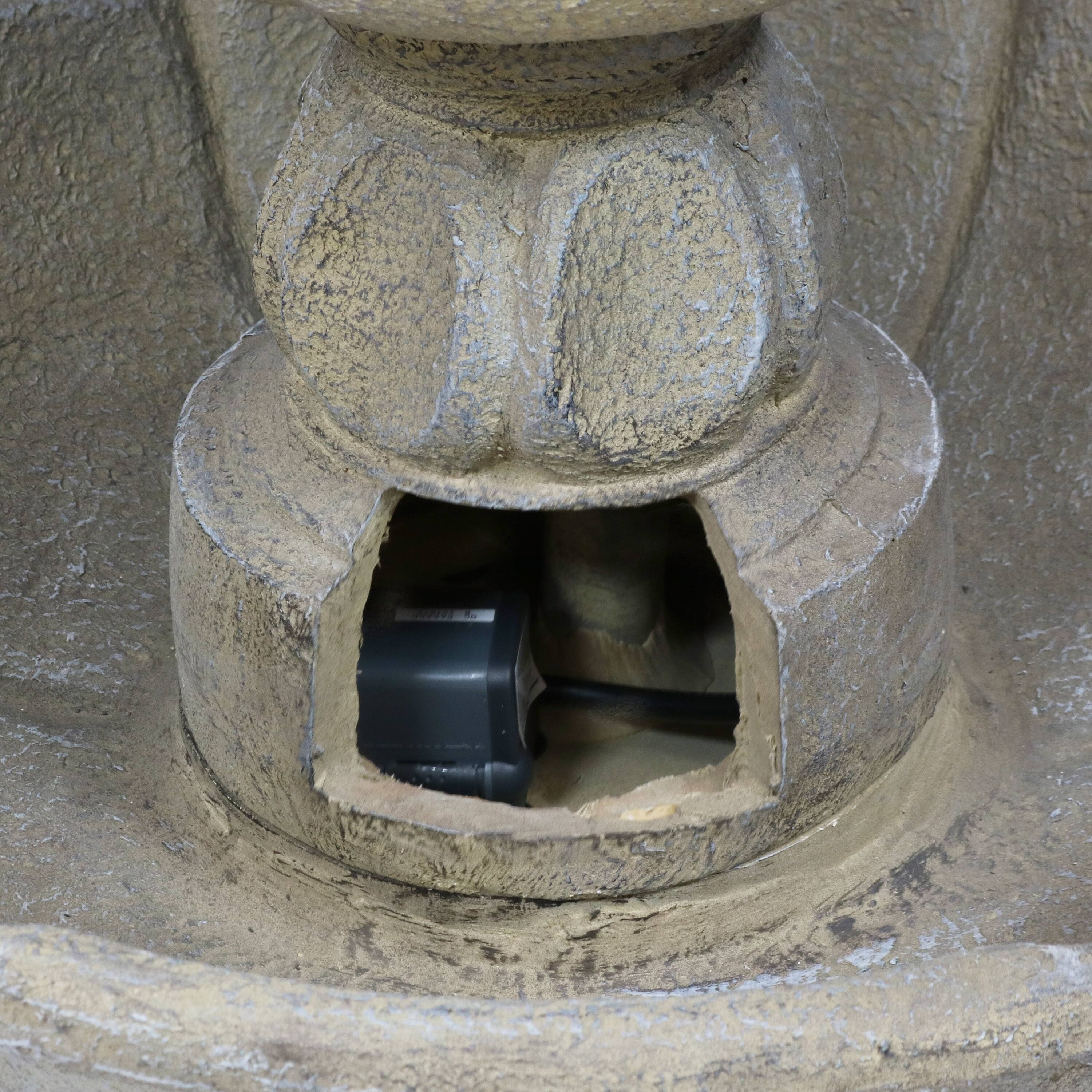 Alt View 9. Sunnydaze - Birds' Delight Fiberglass Outdoor 3-Tier Water Fountain - Light Brown.