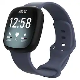 StrapsCo - Active Band Silicone Rubber Watch Strap For Fitbit Sense (Medium-Long) - Blue Grey