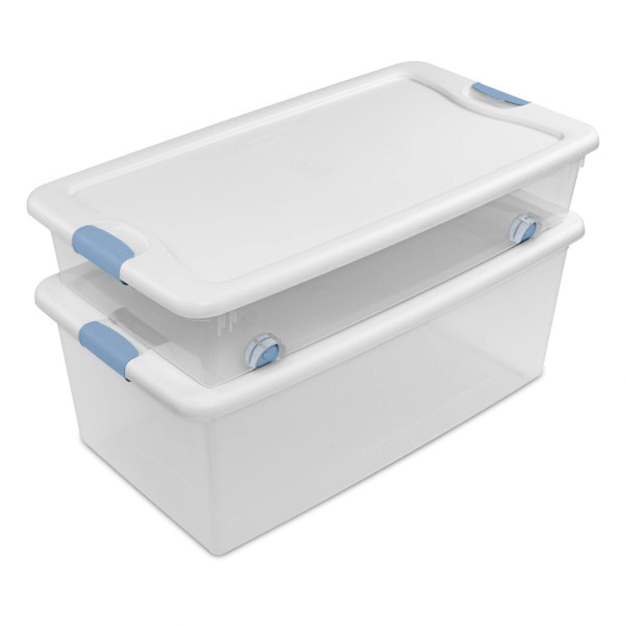 Alt View 8. Sterilite - Sterilite 106 Qt Clear Plastic Stackable Storage Bin w/ White Latch Lid, 24 Pack.