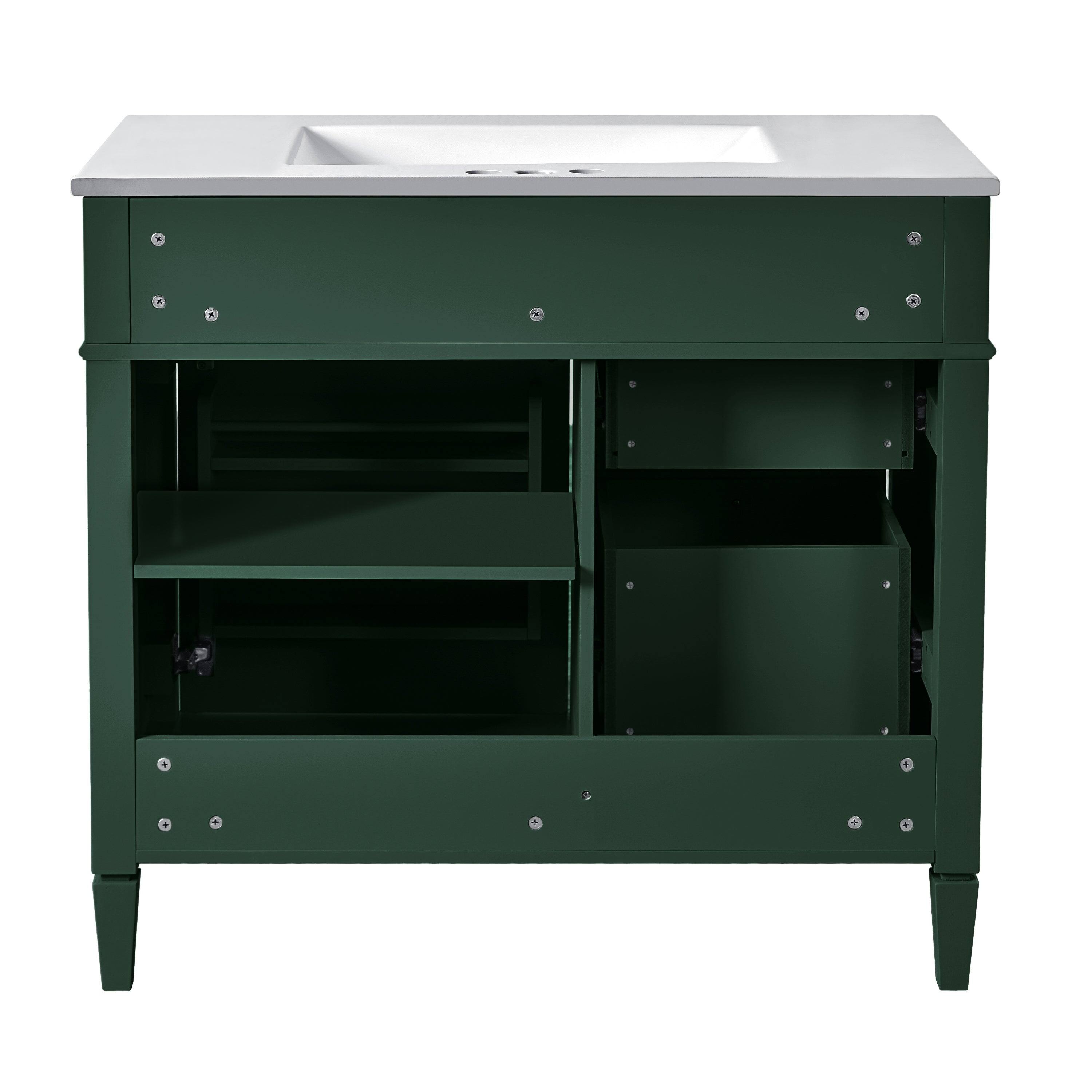 Alt View 10. Boyel Living - 36 Inch Modern Bathroom Vanity with Ceramic Sink Three Drawers Garnet Green - Green.
