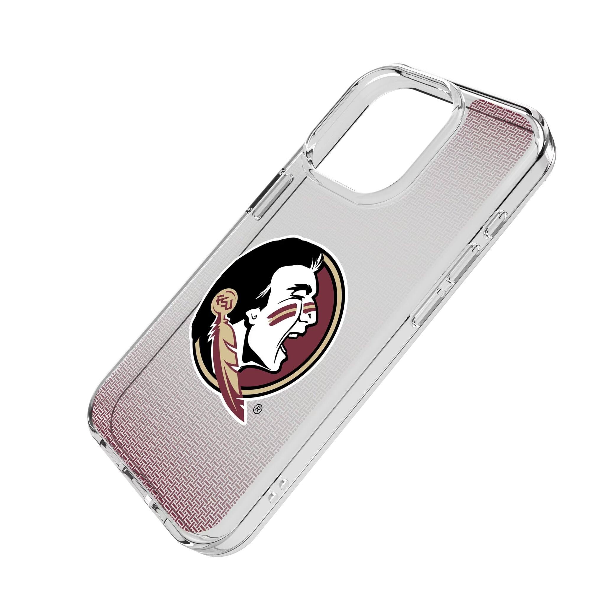 Alt View 1. Keyscaper - Florida State Seminoles Linen Logo iPhone Clear Case - 13 mini - Multicolor.