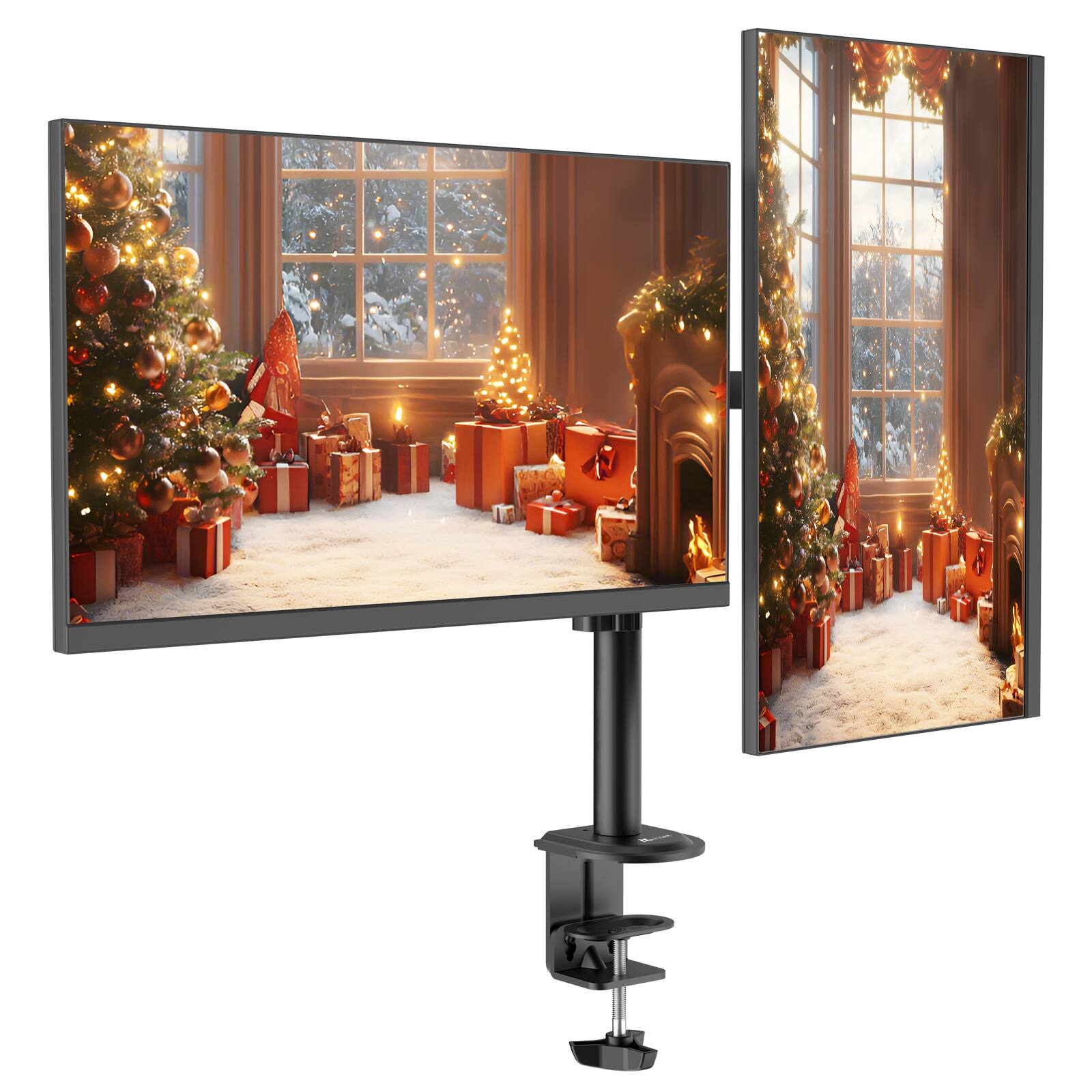 Back. ACGAM - Dual Monitor Desk Mount, Heavy Duty Fully Adjustable Steel Stand for 2 Computer Screens 17-30 Inch and Max 19.8 lbs Each - Matte Black.