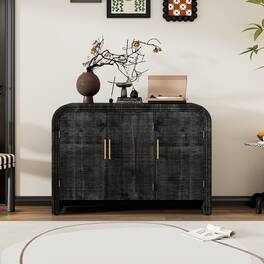 Bestier - Buffet Sideboard Cabinet with Storage, Modern Minimalist Curved Sideboard for Living and Dining Room - Black