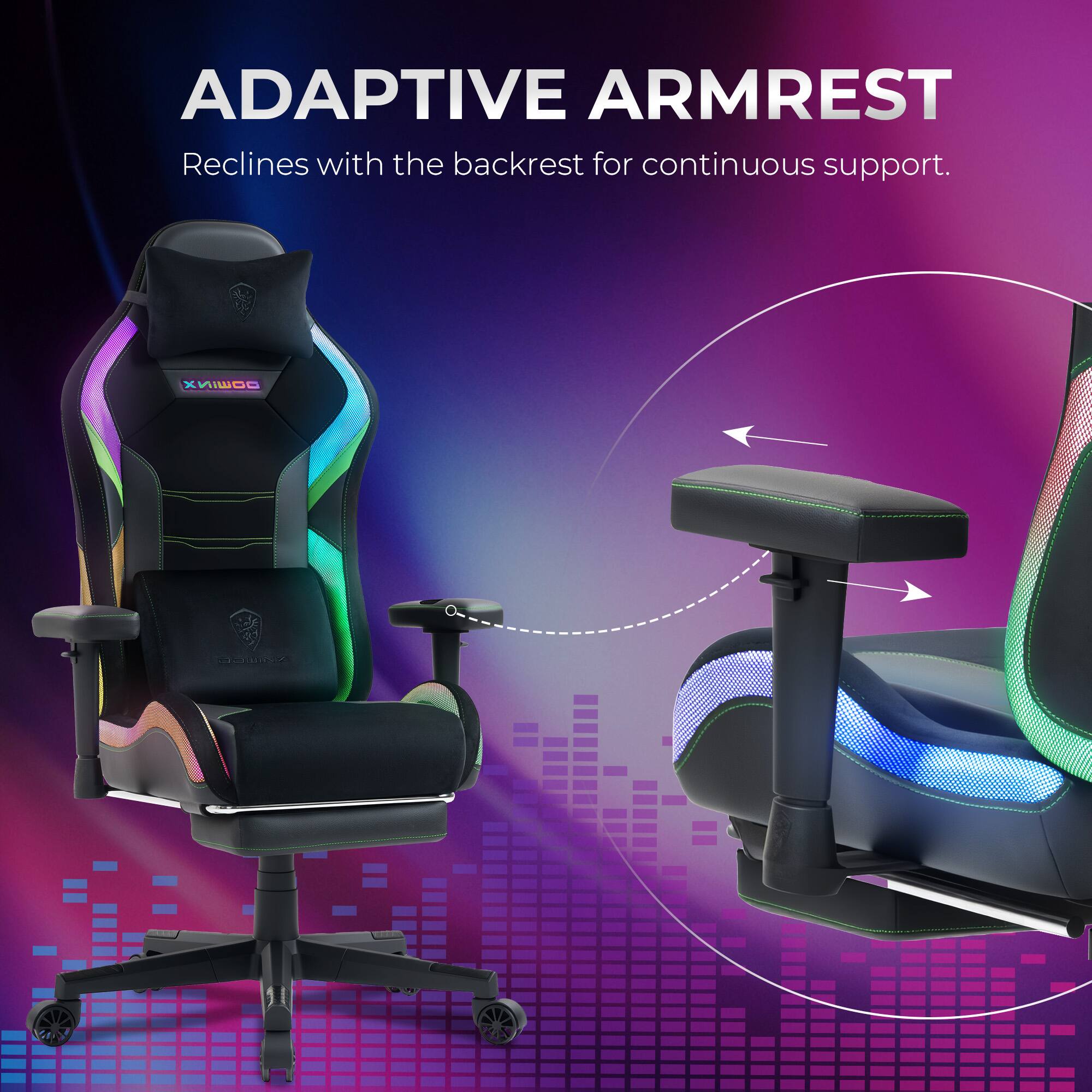 ADAPTIVE ARMREST  
Reclines with the backrest for continuous support.