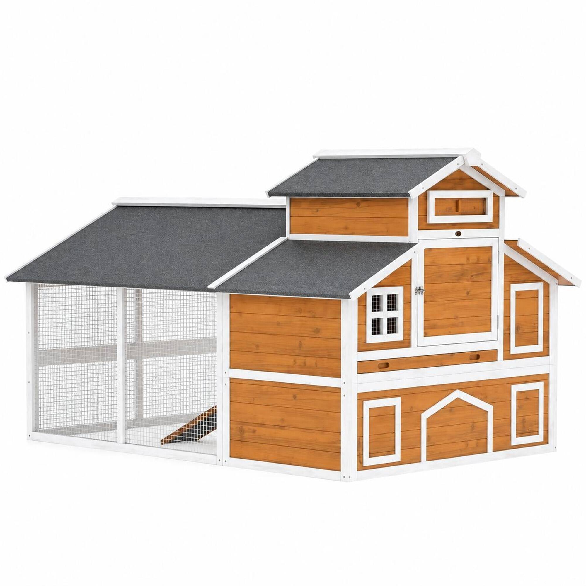 RYHNUYNE Wooden Chicken Coop, 79.1 in Outdoor Hen House, Fir Wood and ...