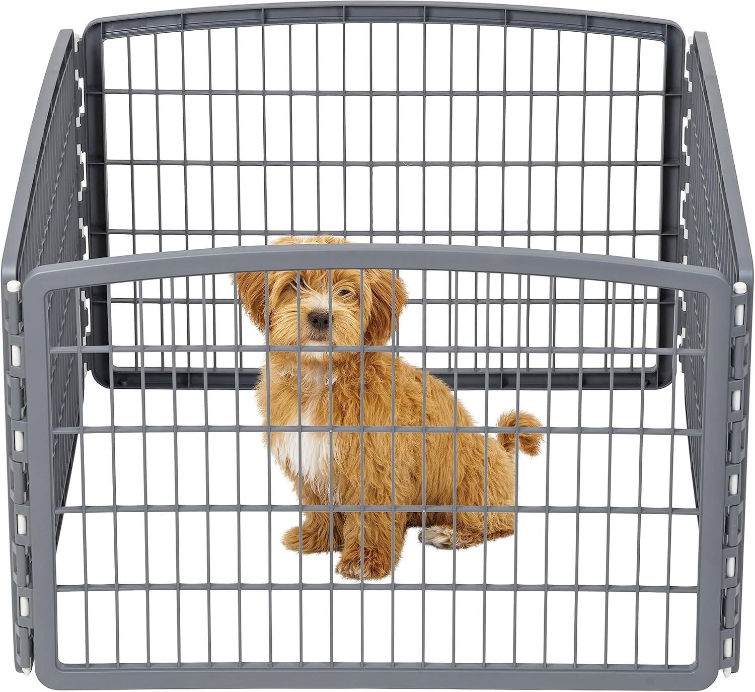 Front. IRIS USA - IRIS USA 4-8Panel 24/34"H Plastic Pet Playpen without Door.