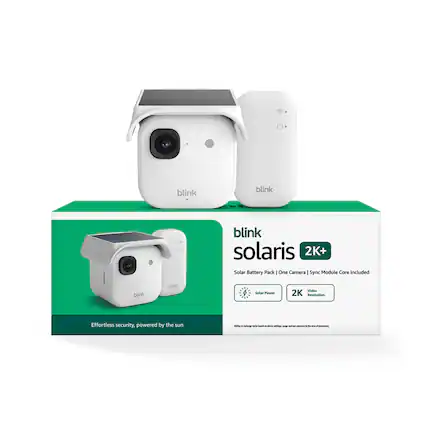 blink solaris 2K+ Solar Battery Pack | One Camera & Sync Module Core Included
blink Selar Power Video 2K Resolution
Effortless security, powered by the sun
