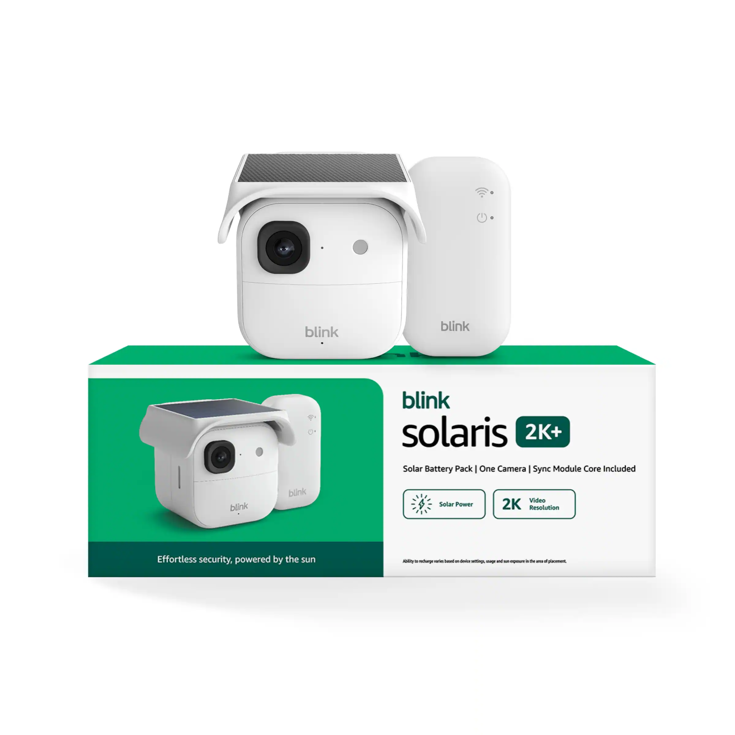 Blink - Solaris 2K+ — Solar-powered wireless smart security camera, runs in as little as 45 minutes of direct sun, System - White