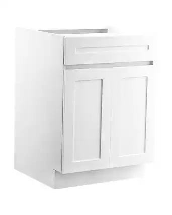 Front. VEVOR - White Shaker Base Cabinet with Drawer, 24-Inch Unassembled Drawer Base Cabinet, 24" W x 24" D x 34.5" H - White.