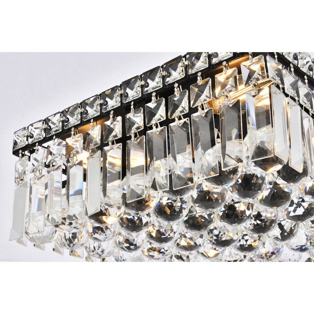 Back. Elegant Lighting - Maxime 14 Inch Black Flush Mount - Black And Clear.