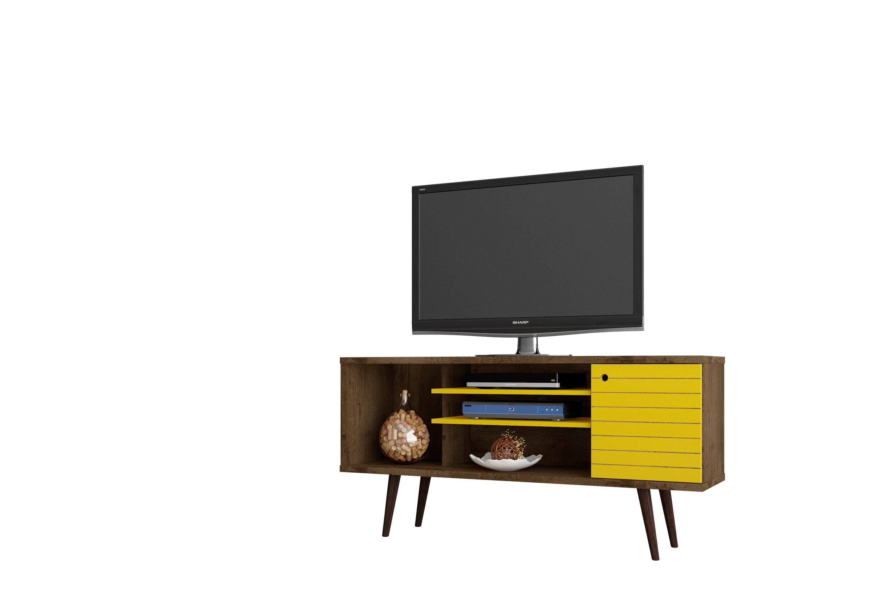 "Manhattan Comfort - Liberty Mid-Century Modern 53"" TV Stand - Rustic Brown and Yellow" price history on PriceWatchPro