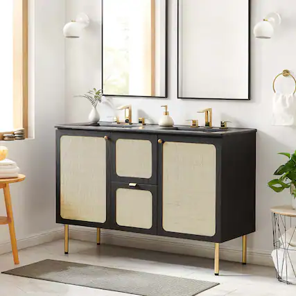Front. Modway - Chaucer Bathroom Vanity with Black Basin Included by Modway - Black Black.