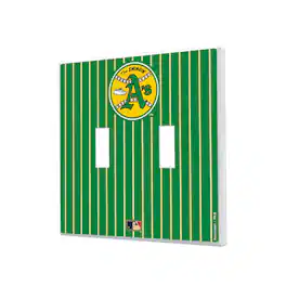 Keyscaper - Athletics 1971-1981 Cooperstown Pinstripe Double Toggle Light Switch Plate - Multicolor